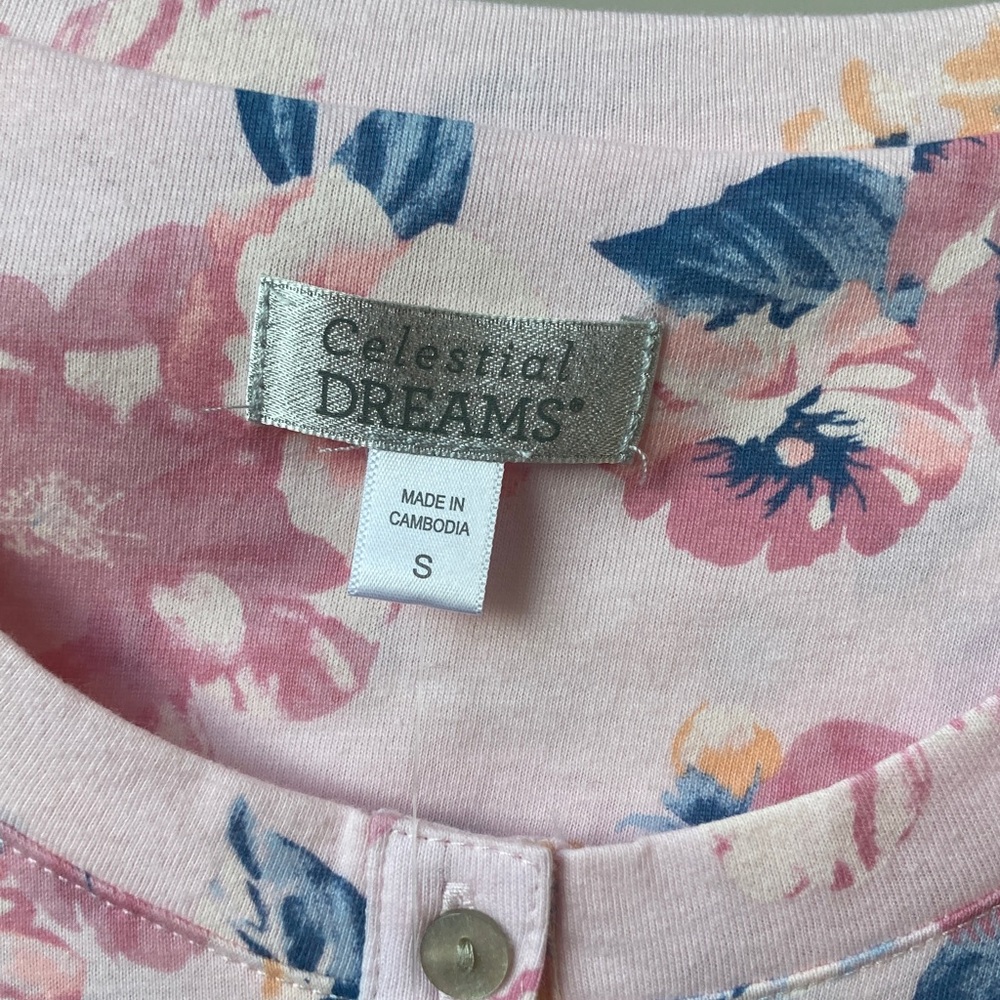 Celestial Dreams floral print nightgown pajama with crochet like detail size S - Picture 4 of 17